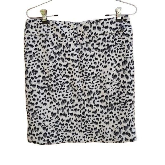 Ann Taylor Loft White Gray Leopard Print Day To Night Mini Pencil Skirt Sz S - Picture 9 of 12
